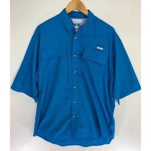 Columbia Sportswear Vented Fishing Shirt Men's M Medium Blue Short Sleeve